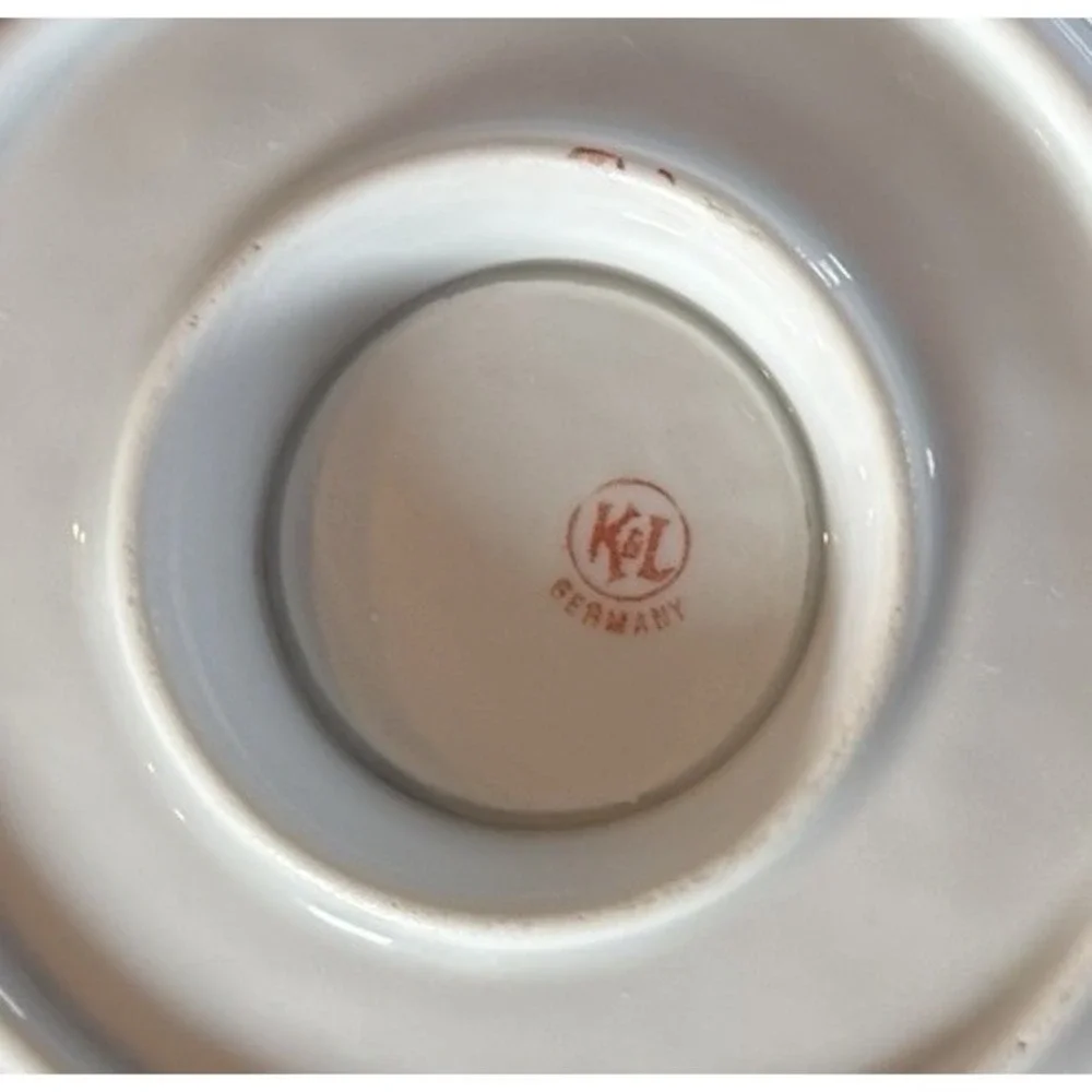 Vintage Floral Sauce Bowl with Attached Under Plate Gravy Dish Boat K&L Germany